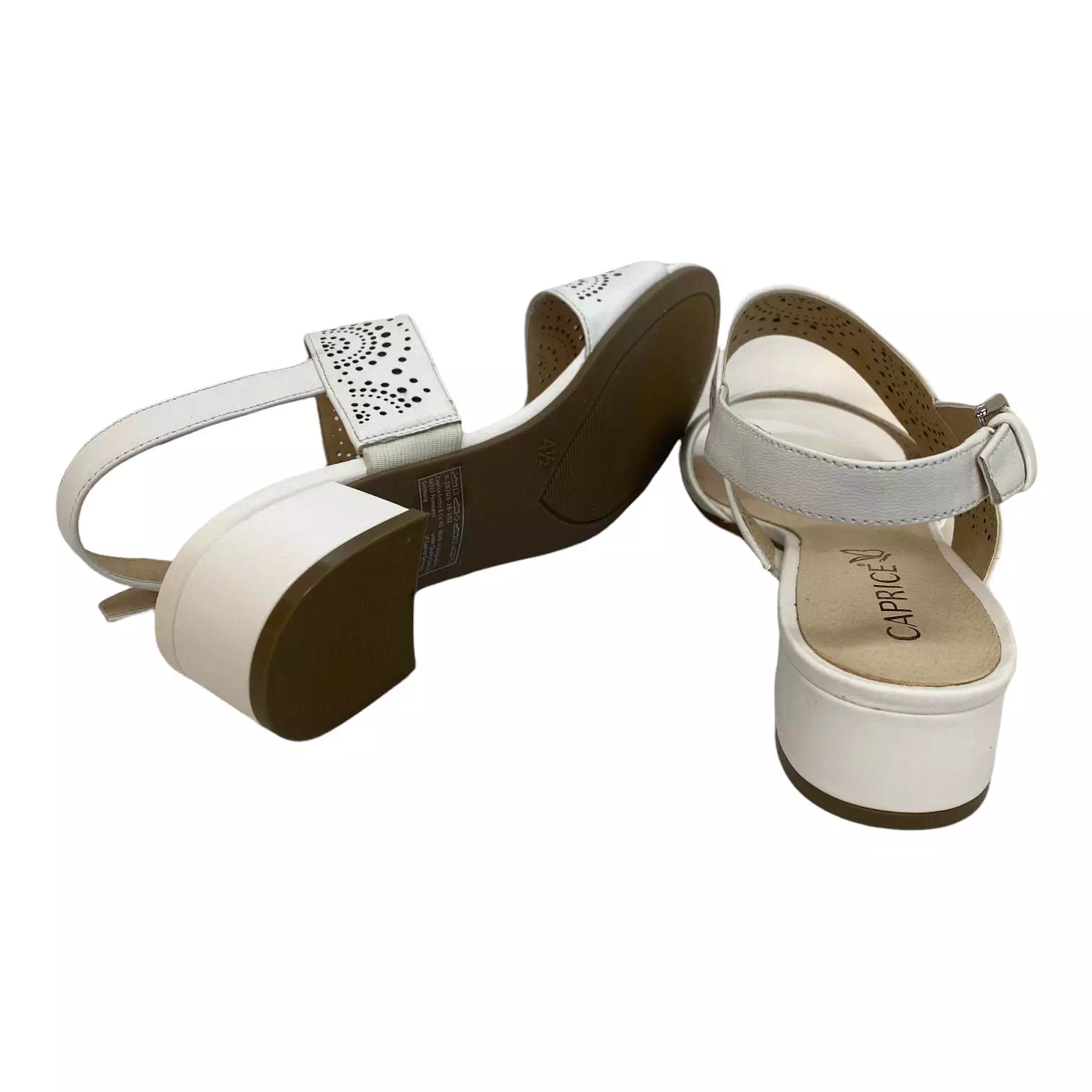Sandale Caprice albe cu perforatii