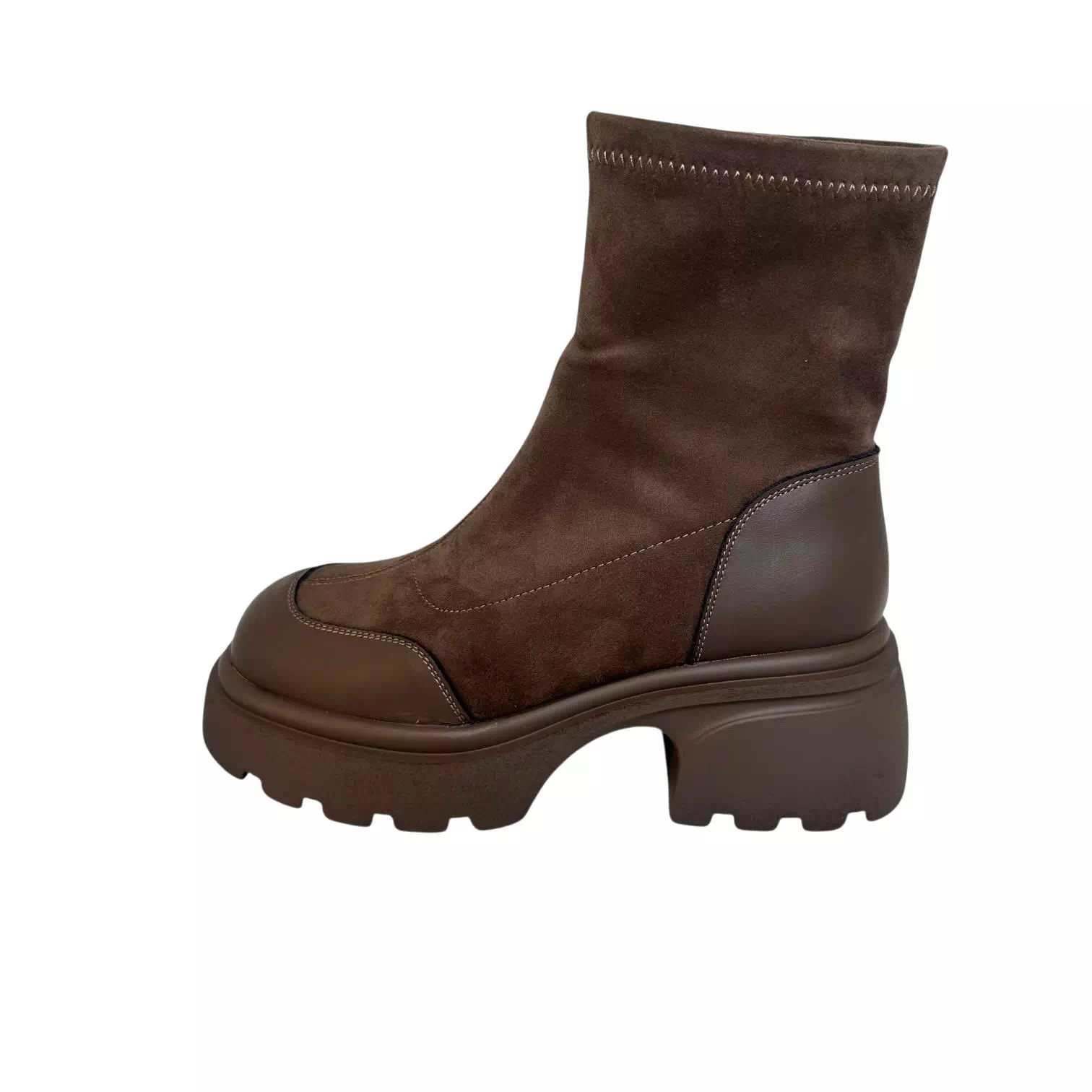 Ghete strech taupe cu platforma