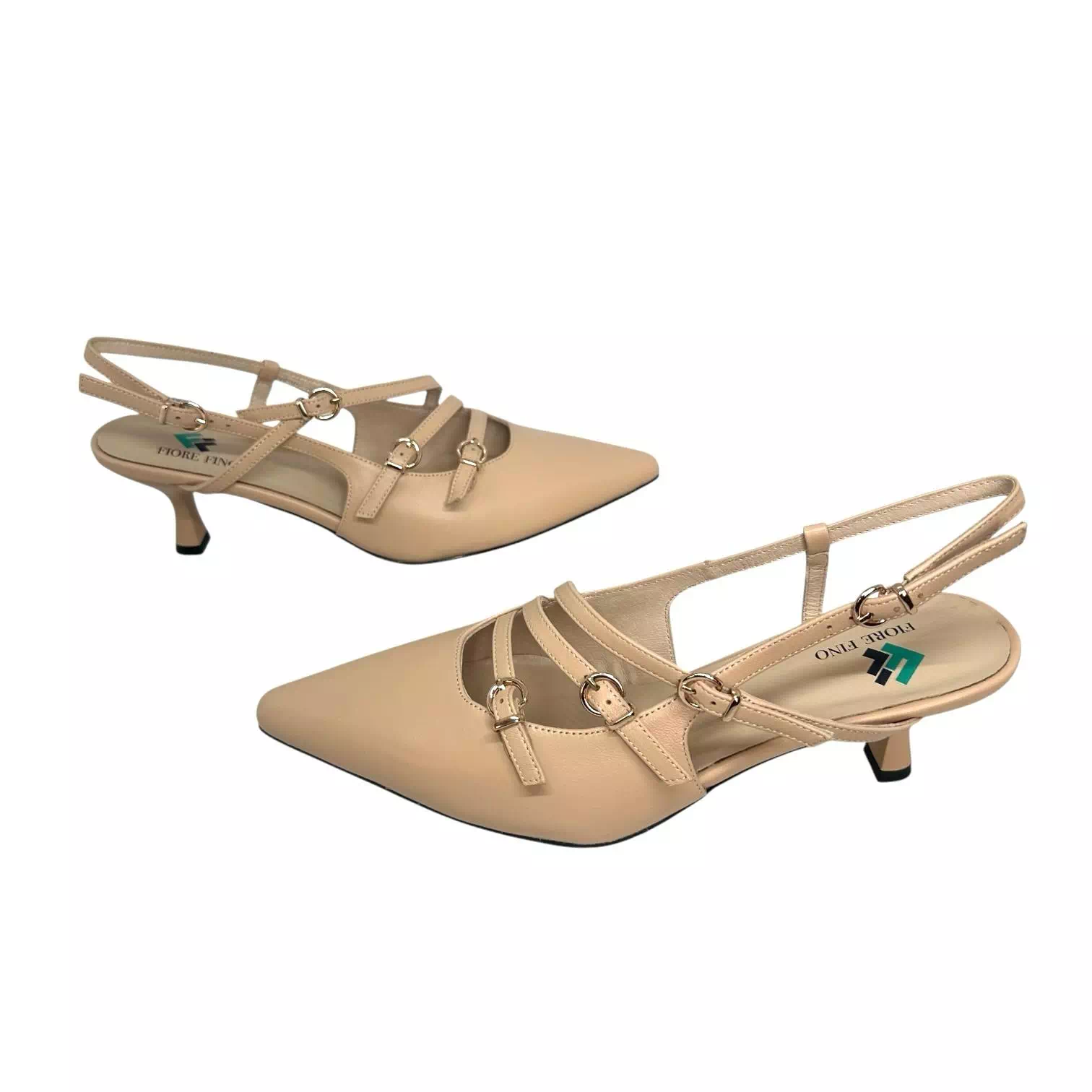 Pantofi stiletto decupati Fiore Fino bej