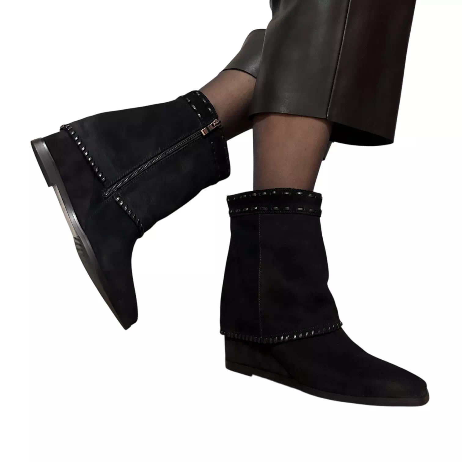 Cizme Fiore Fino negre cu pelerina