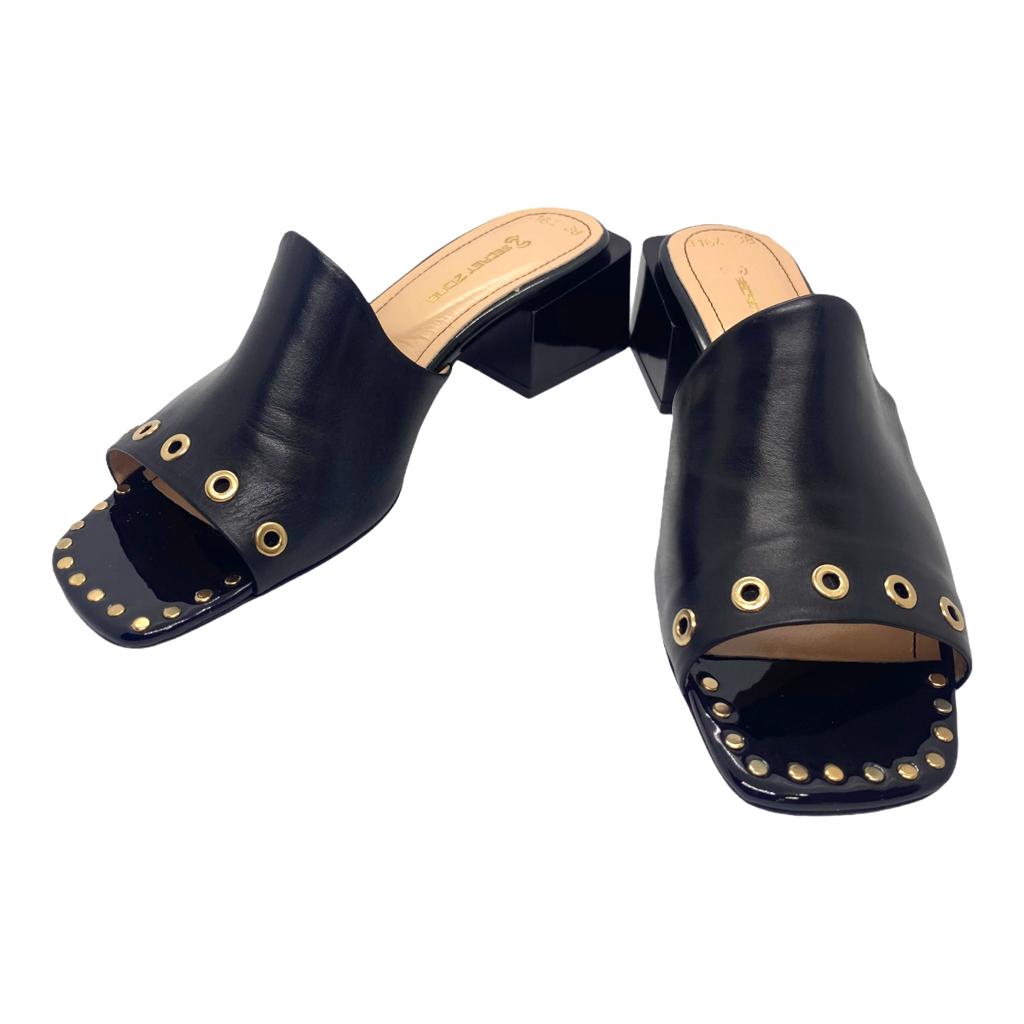 Sandale negre cu detalii metalice