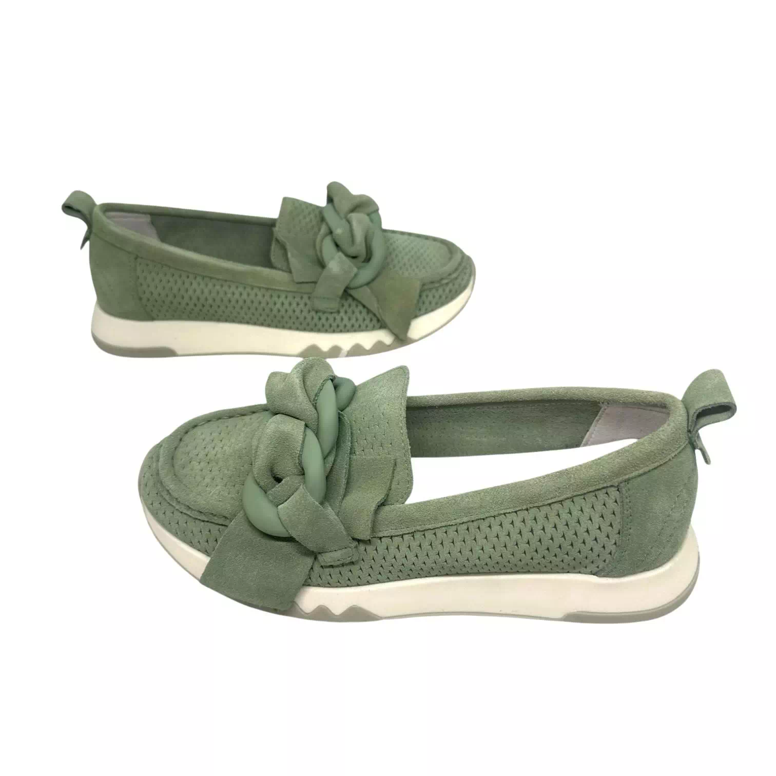 Pantofi Pass Collection verzi cu perforatii