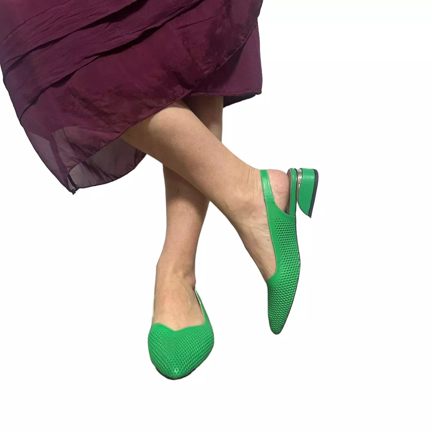 Pantofi decupati verzi cu perforatii