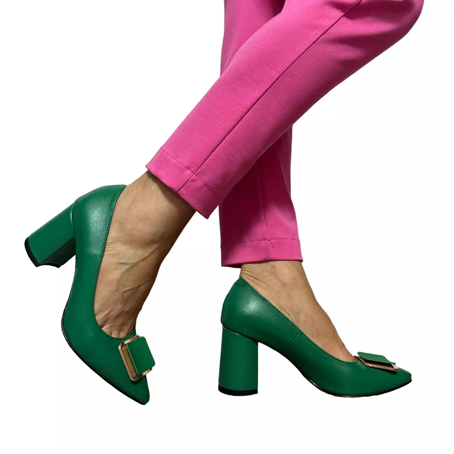 Pantofi Raxela verzi cu accesoriu