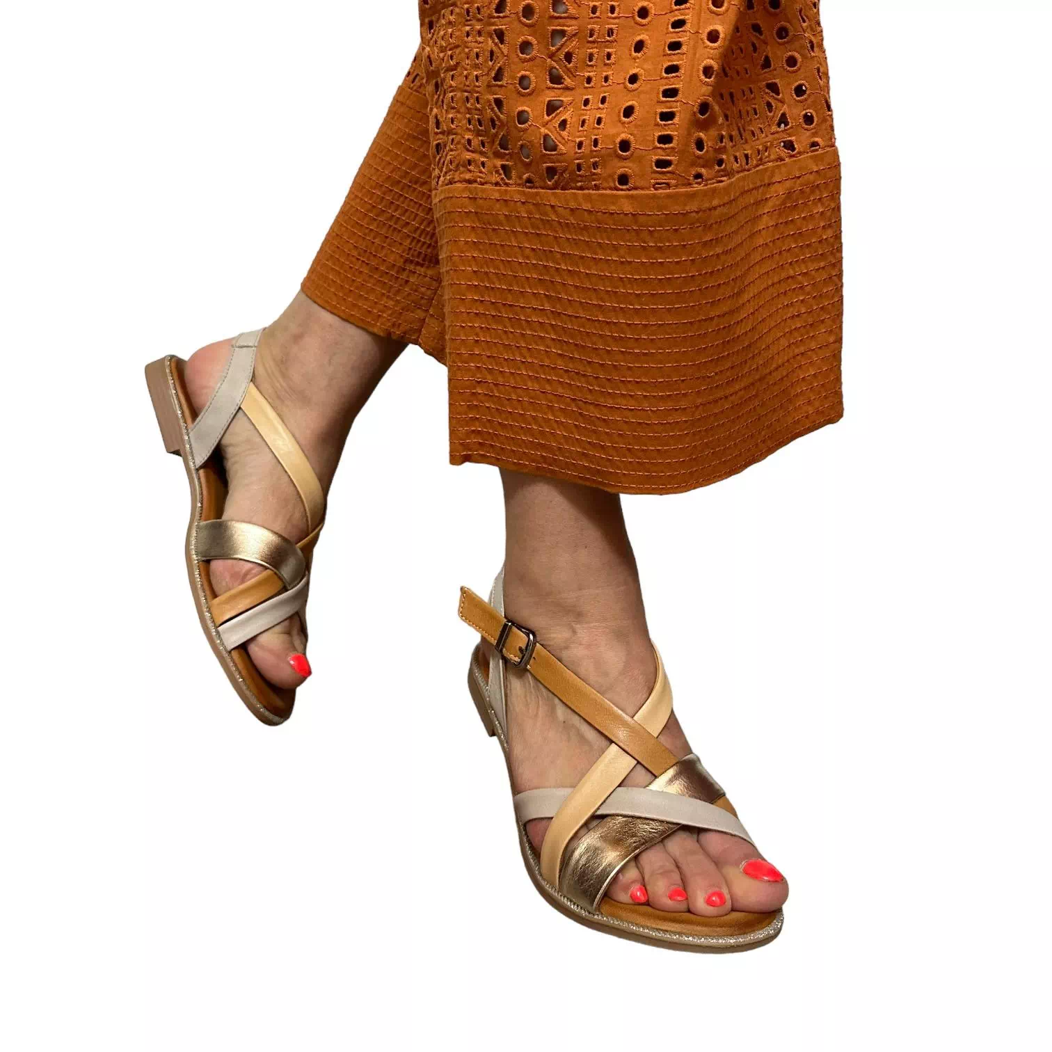 Sandale cu barete multicolore