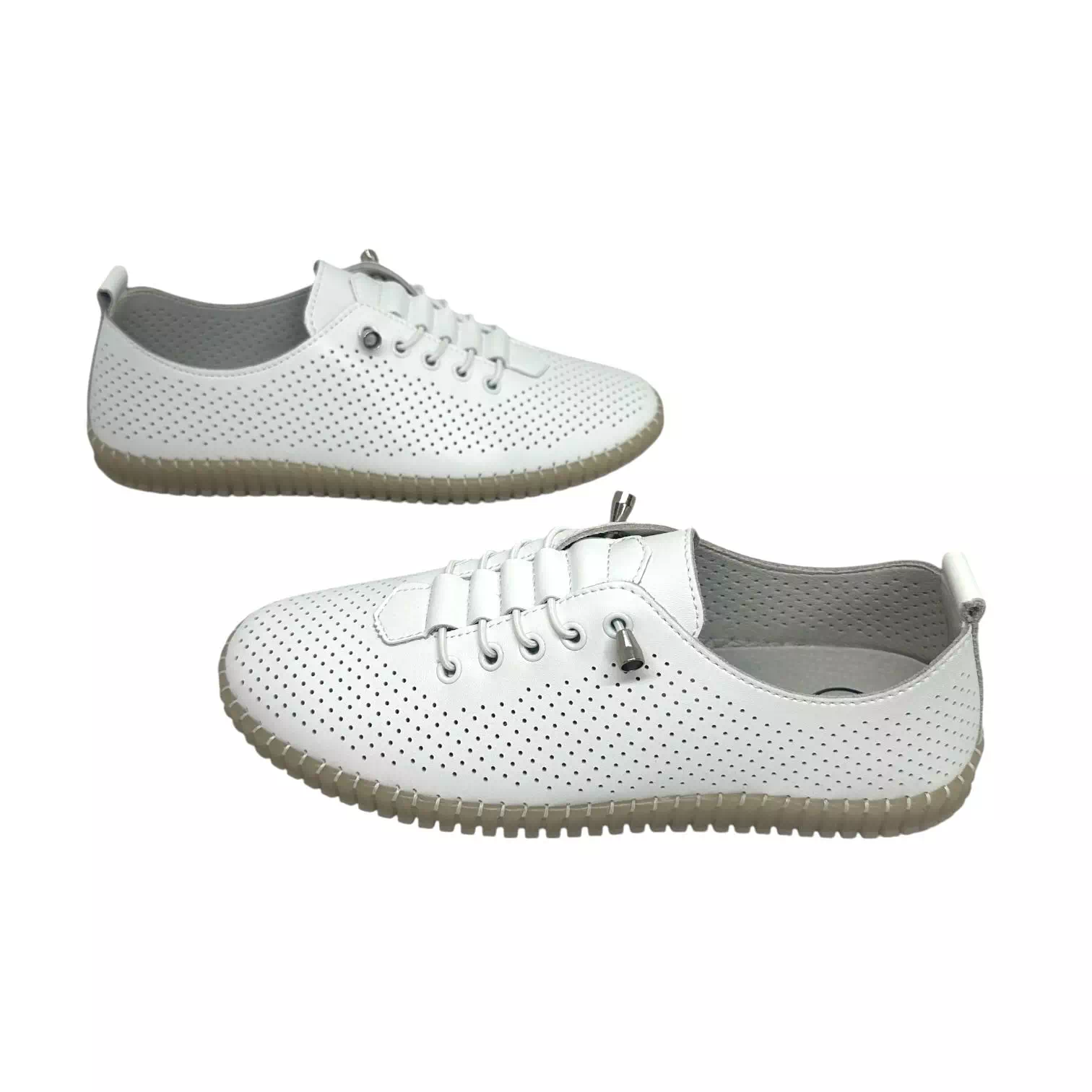 Pantofi Filippo albi cu perforatii