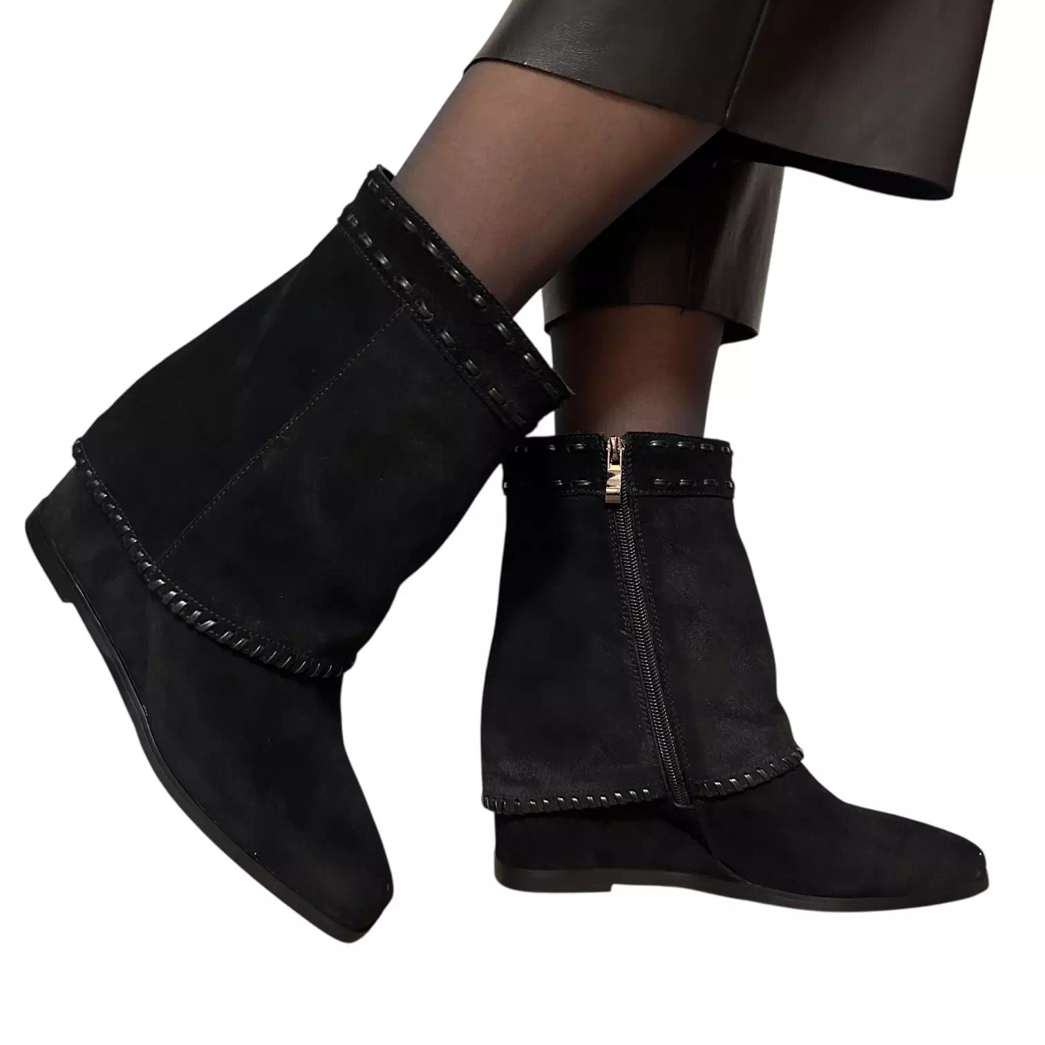 Cizme Fiore Fino negre cu pelerina