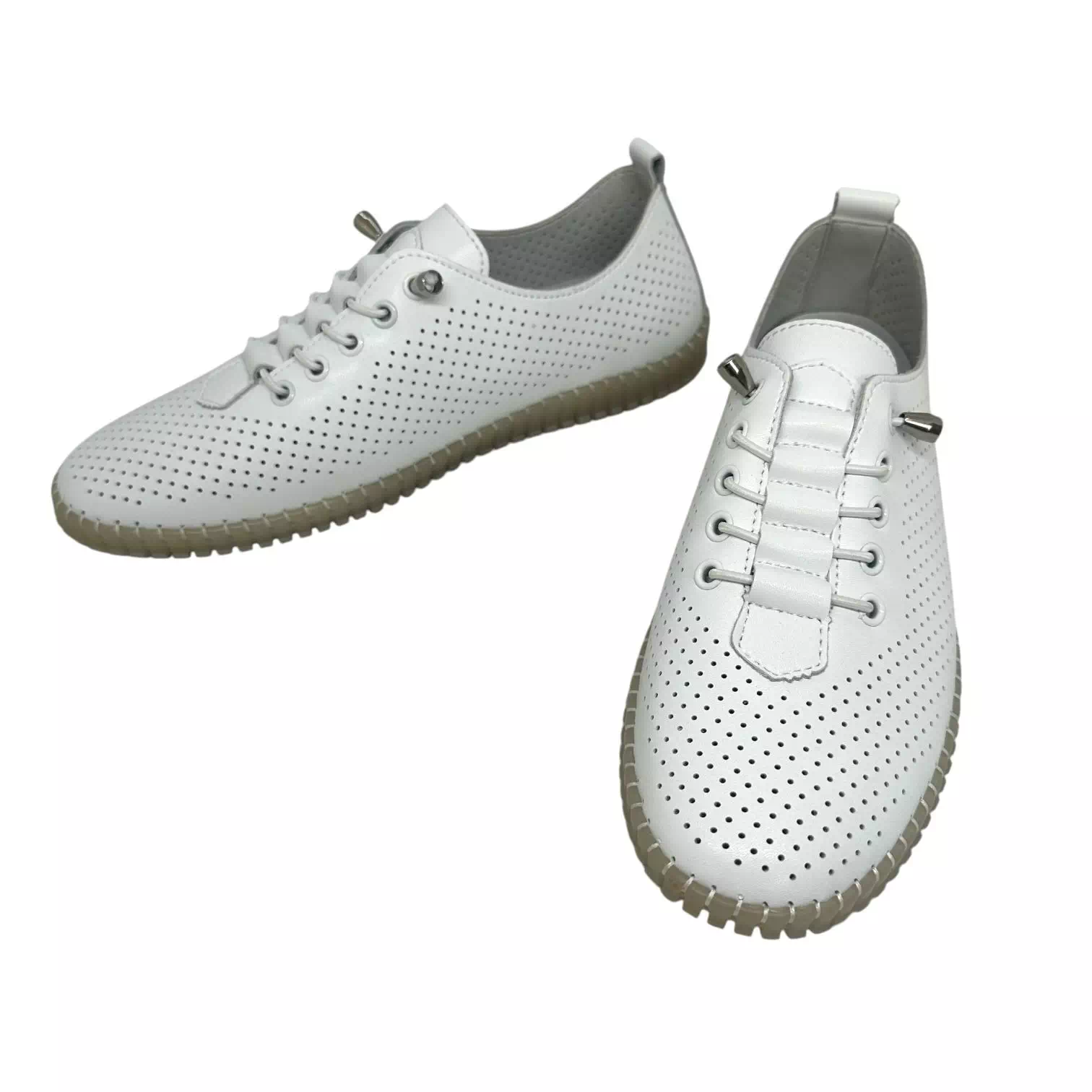 Pantofi Filippo albi cu perforatii