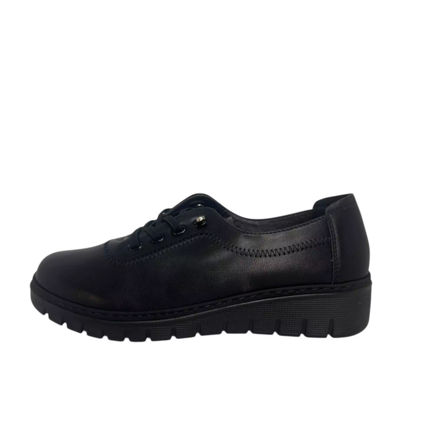 Pantofi negri confort cu siret elastic