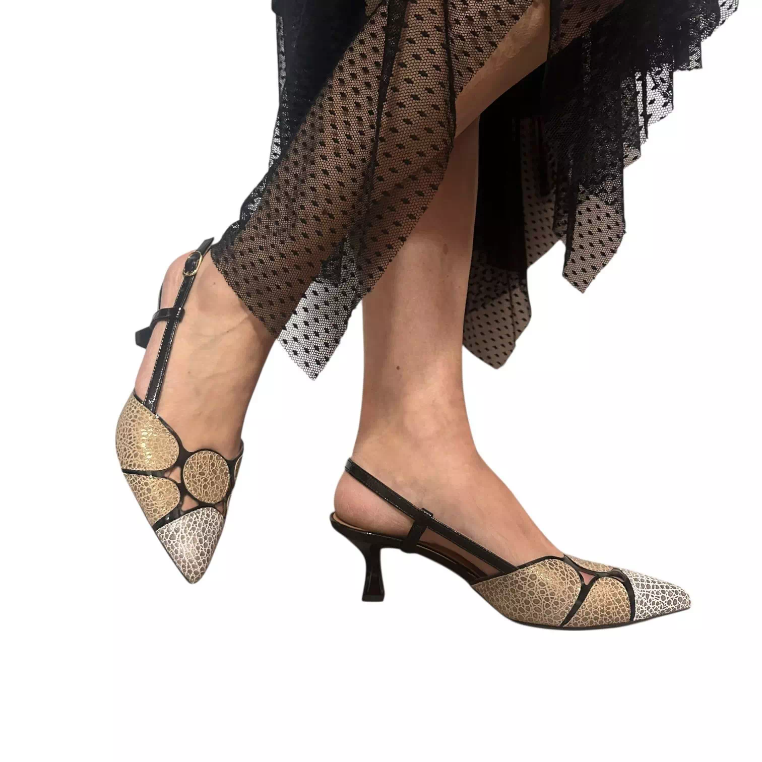 Pantofi decupati Kordel auriu mix