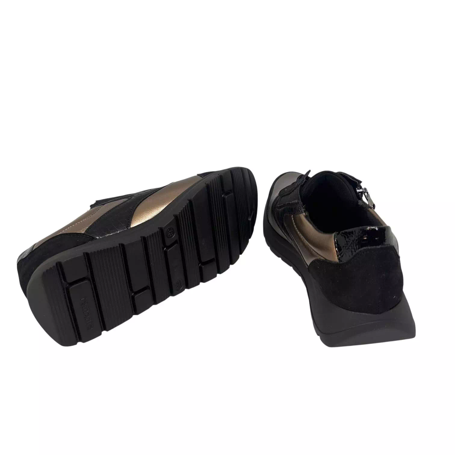 Pantofi Remonte negri cu combinatii platin