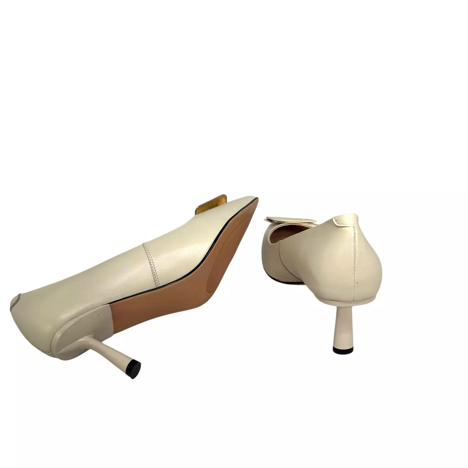 Pantofi stileto Fiore Fino bej cu accesoriu