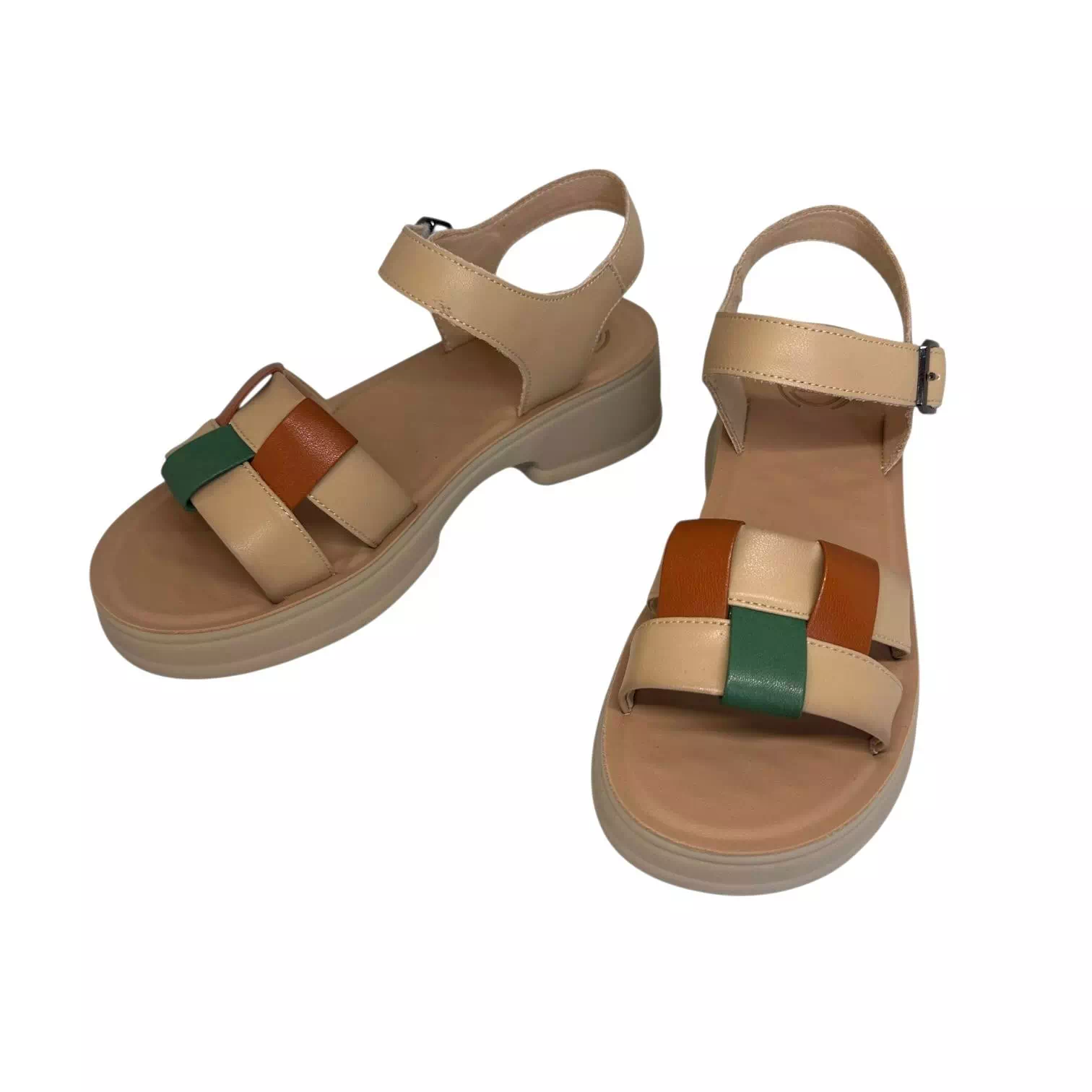 Sandale bej cu barete impletite