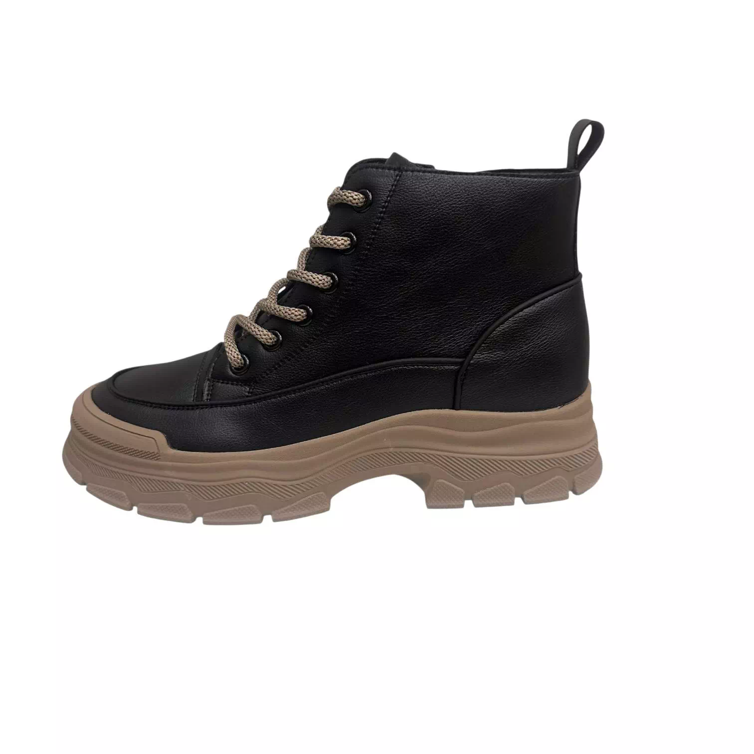 Ghete negre cu talpa flexibila bej