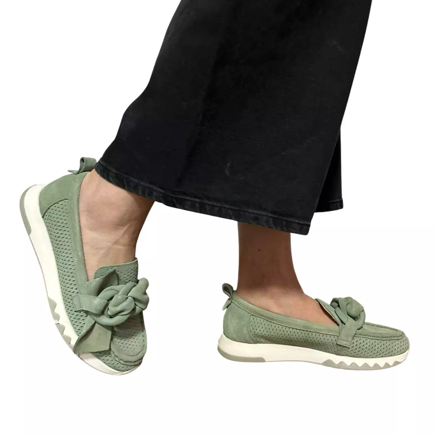 Pantofi Pass Collection verzi cu perforatii