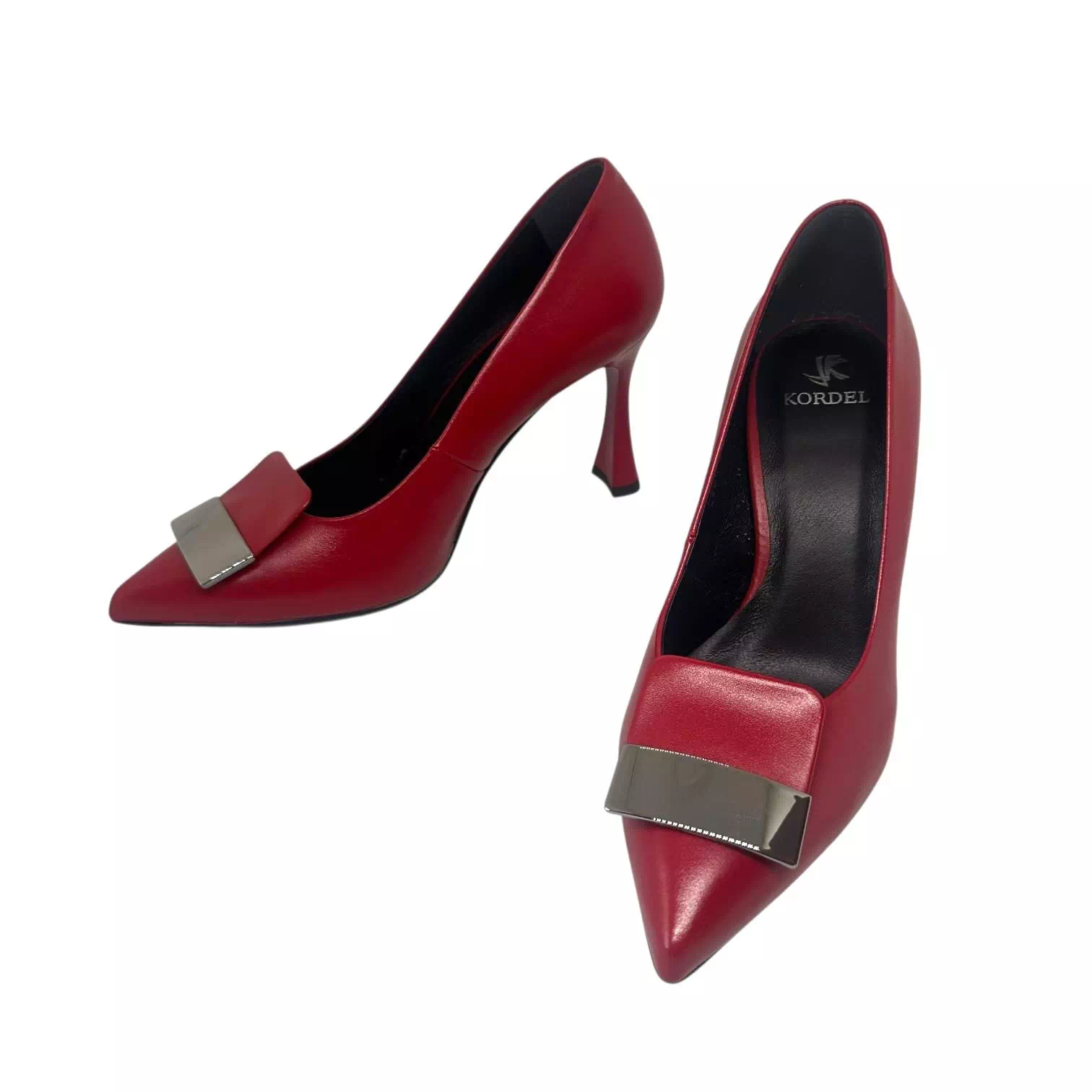 Pantofi Kordel stileto rosii cu accesoriu