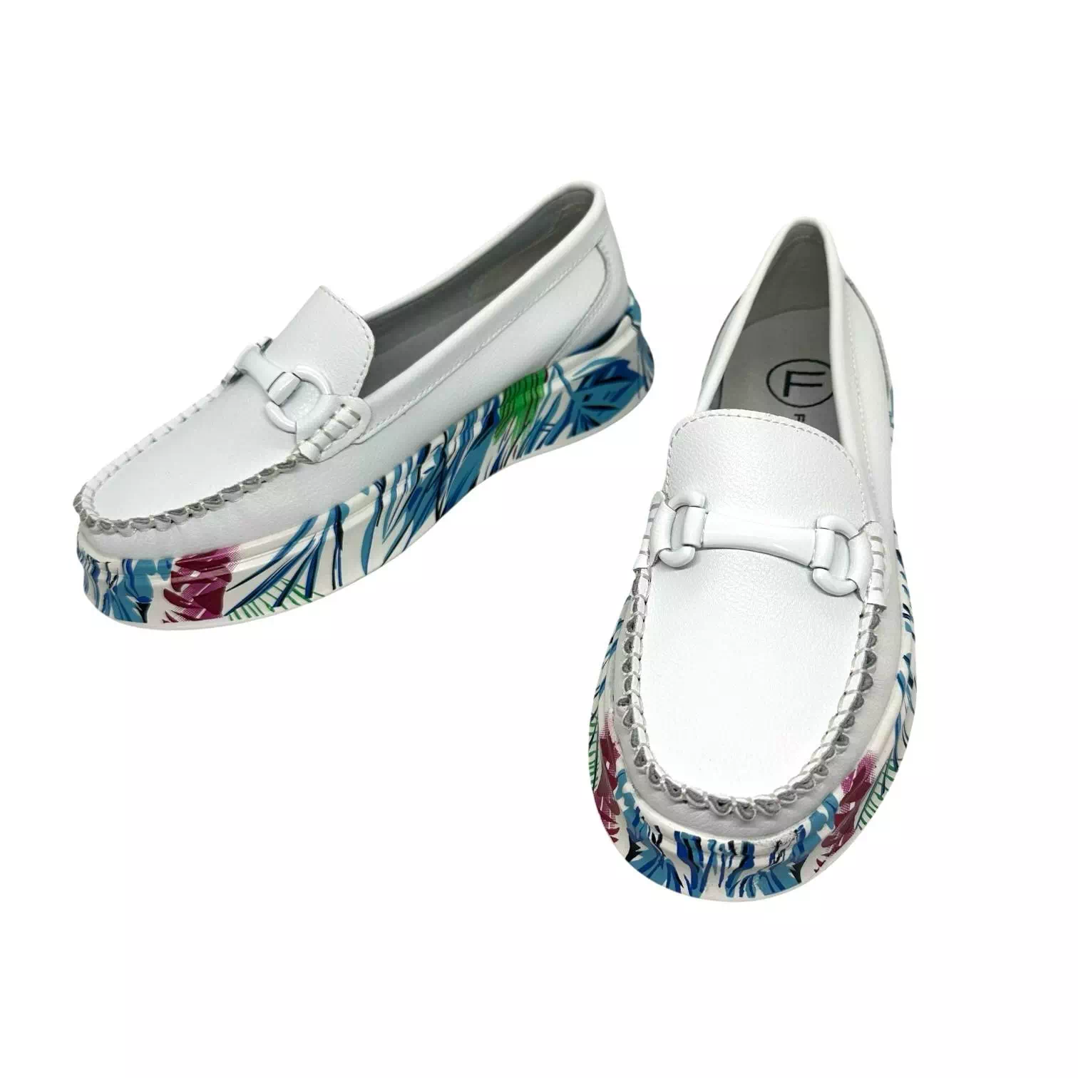 Pantofi Filippo albi cu talpa colorata