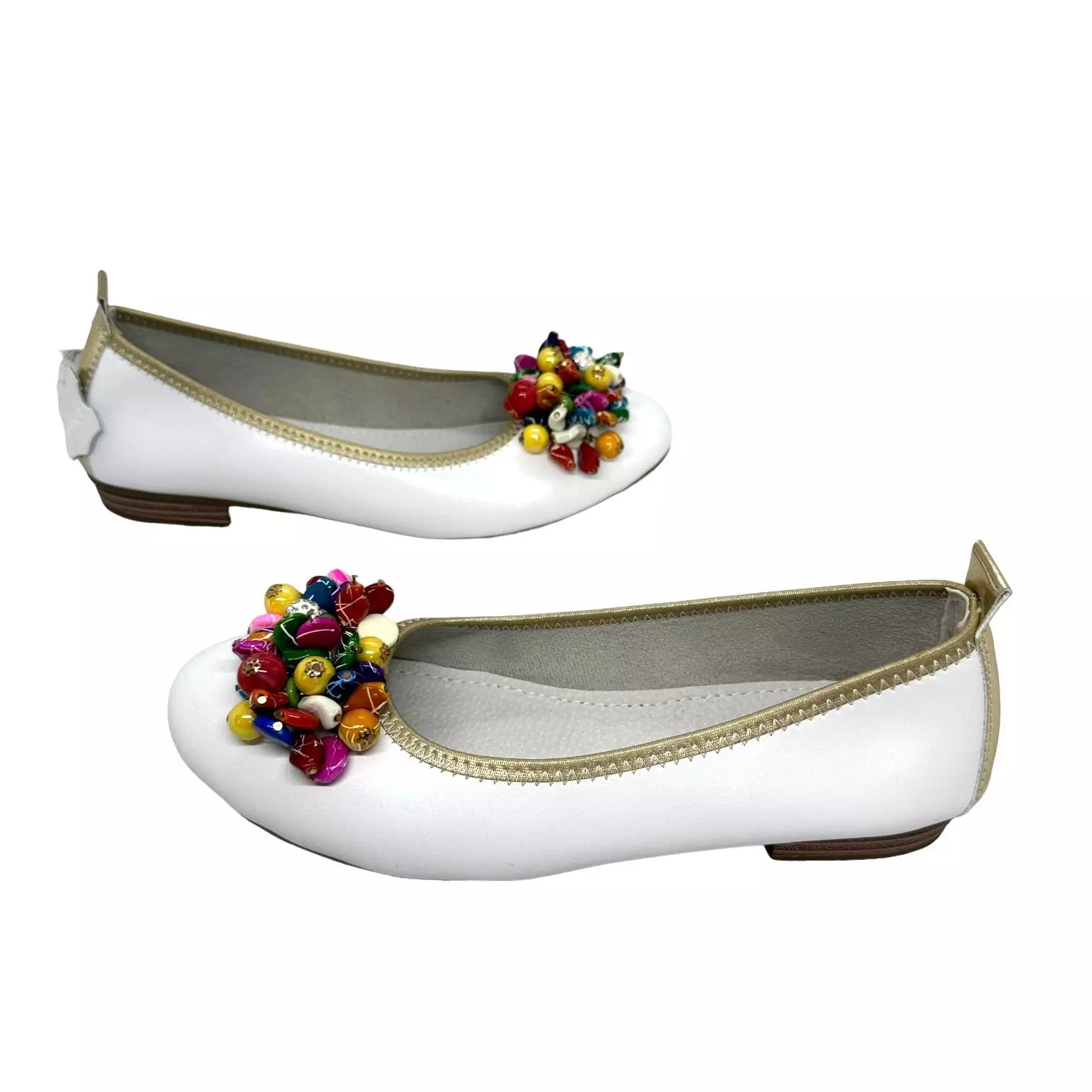 Balerini albi cu margele