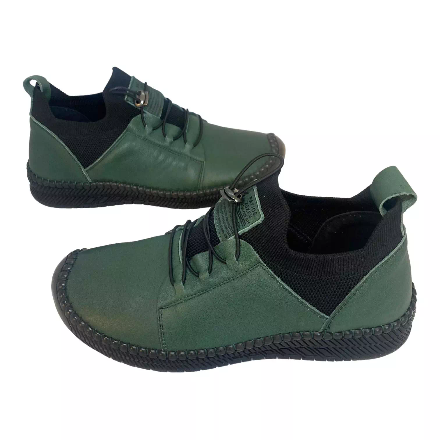 Pantofi slip-on verzi cu talpa cu detalii