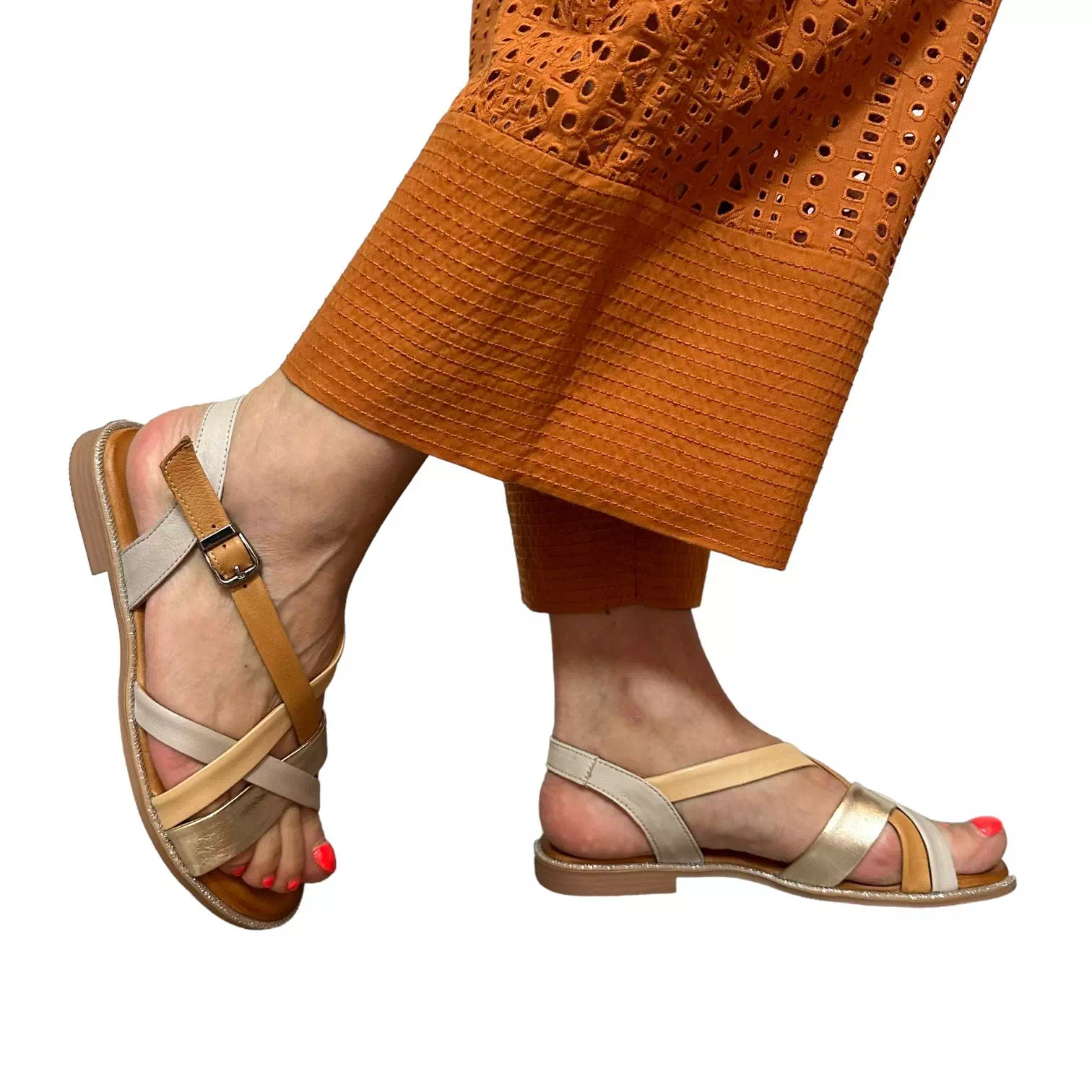 Sandale cu barete multicolore