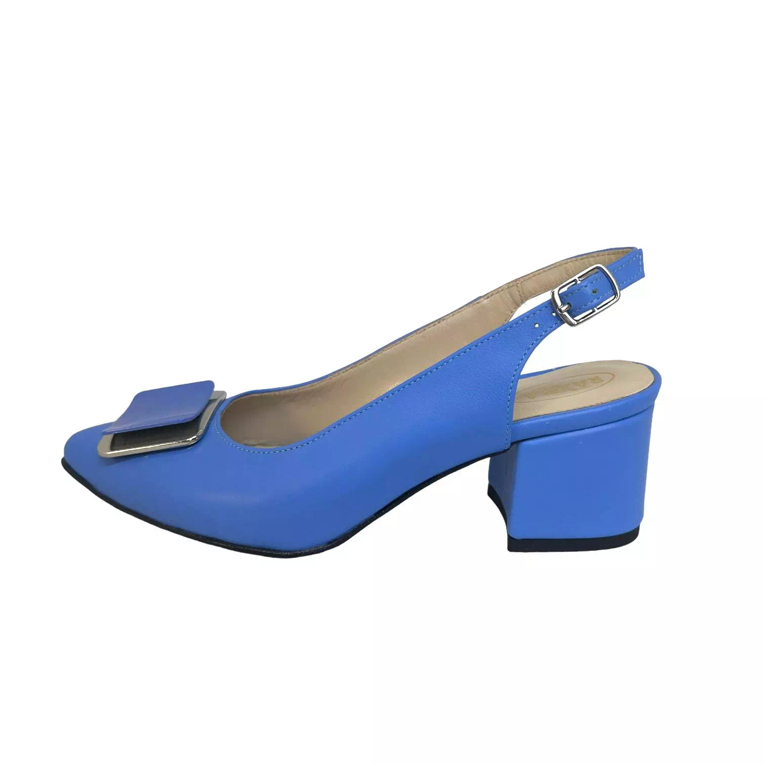 Pantofi decupati Raxela albastri cu accesoriu albastru