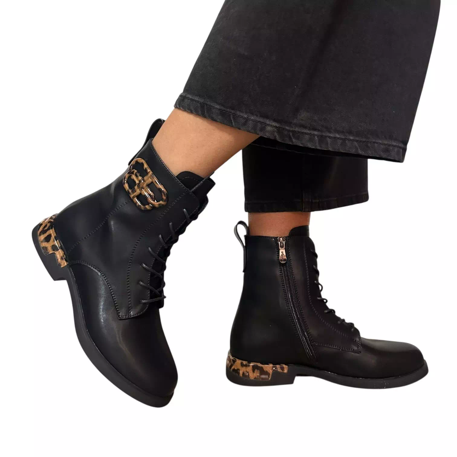 Ghete Filippo negre cu accesoriu print
