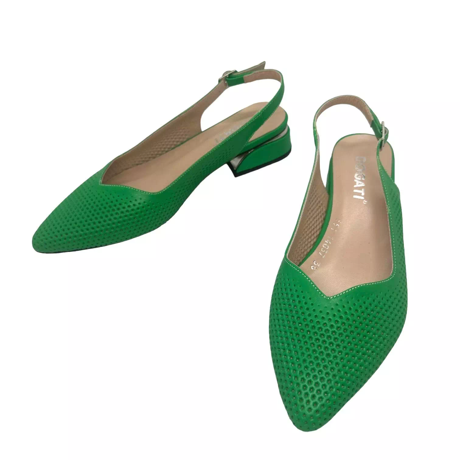 Pantofi decupati verzi cu perforatii