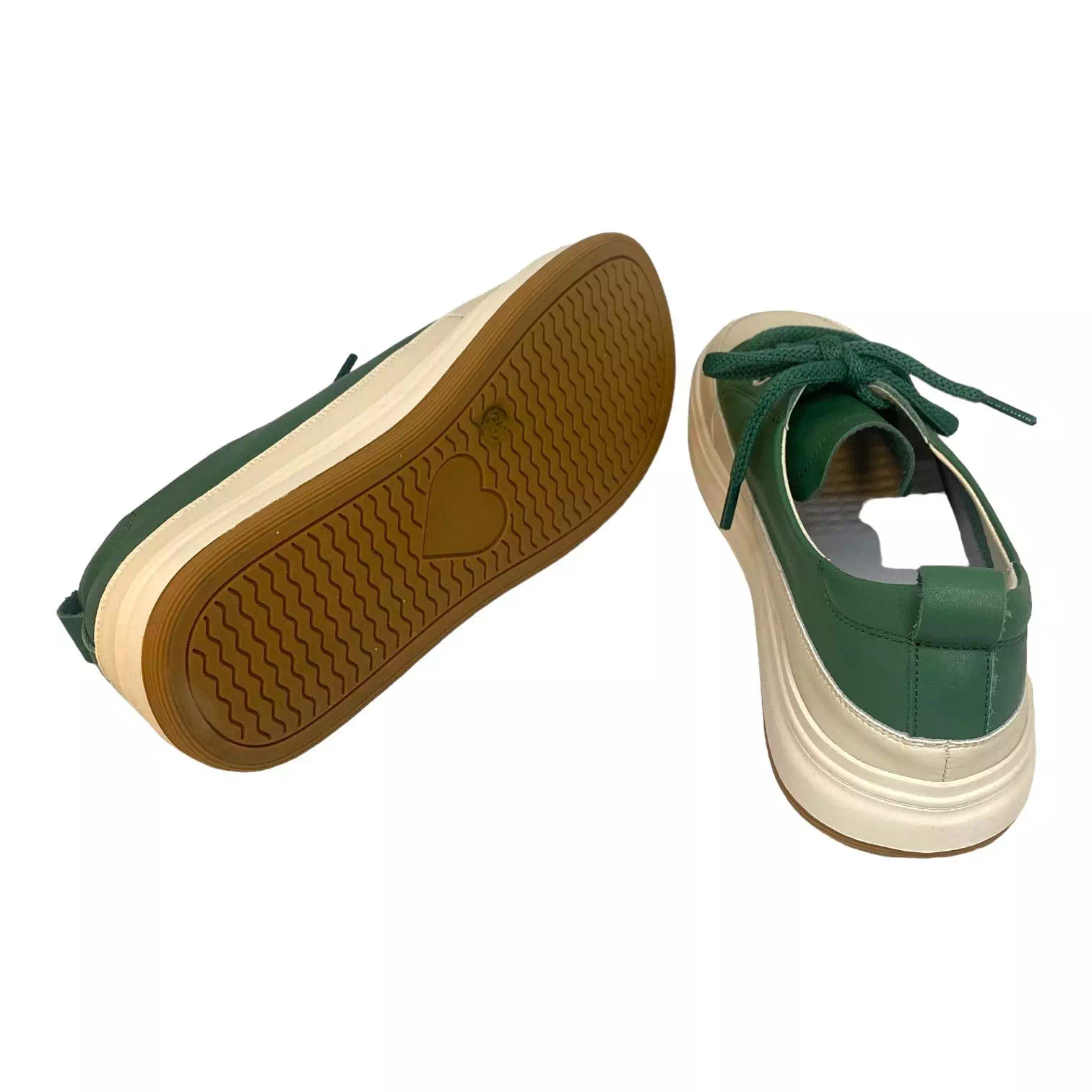 Pantofi verzi cu detalii albe si talpa confort