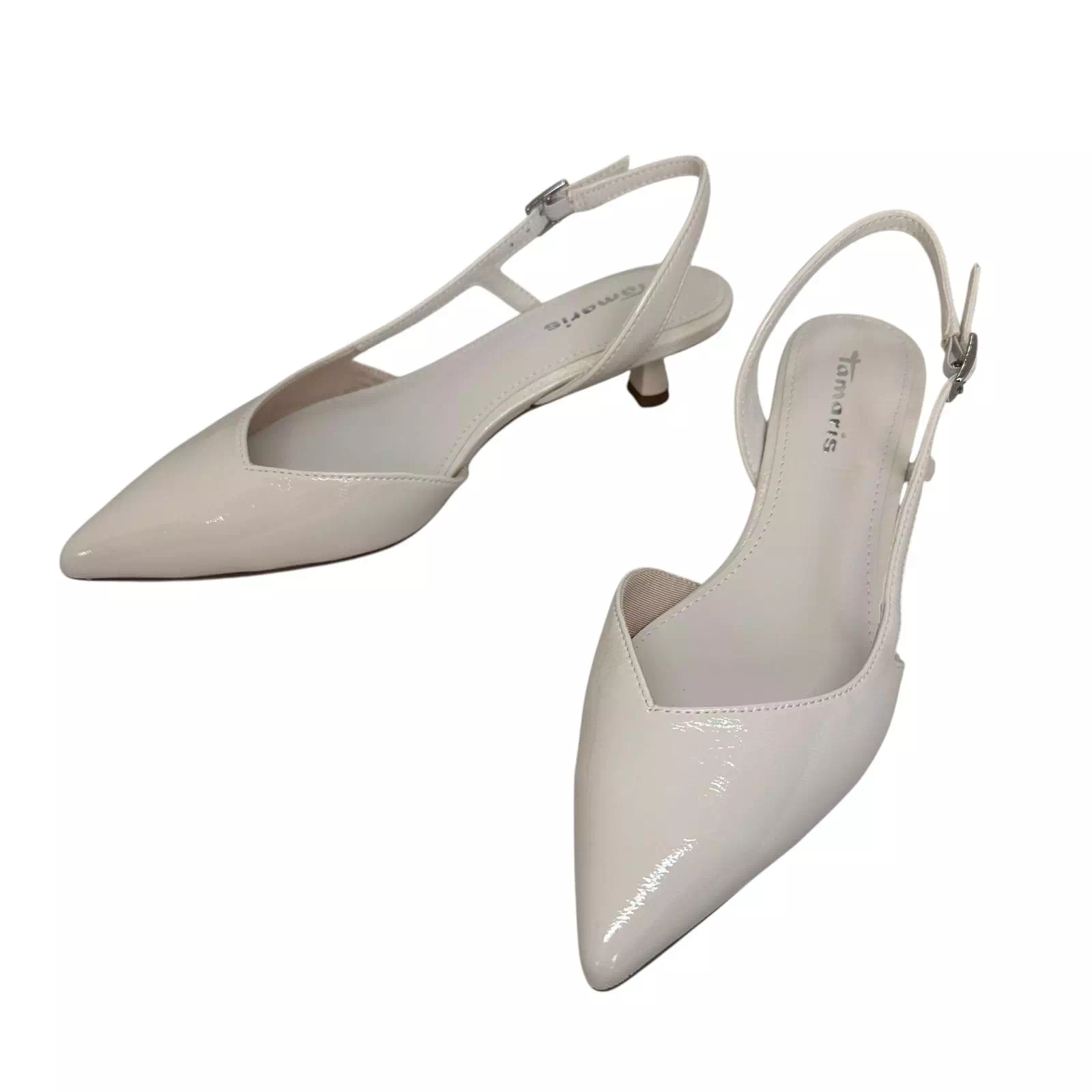 Pantofi Tamaris decupati albi